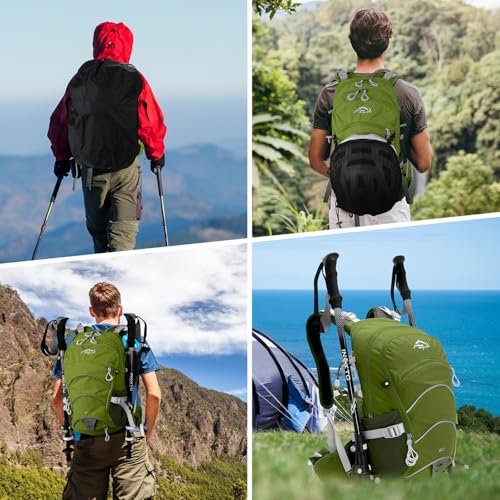 IX INOXTO 20L Hydration Backpack, Waterproof Hiking Internal Frame Backpacks with 2L Hydration Water Bladder and Rain Cover for Men, Lightweight Travel Daypack for Cycling,Camping,Ski (dark green) - color: Dark Green