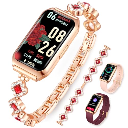 1.47" Smart Sports Watch, 10-Day Battery, IP68 Waterproof - color: Rose Gold-Red