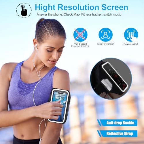 Running Phone Armband with Earphone Holder 3D Design for 7.0" Phones - color: Pure Black (Up to 7.0'')