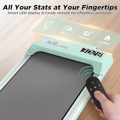 FYC Walking Pad with Incline for Home & Office - Under Desk Walking Pad Treadmill, Portable Walking Machine with Remote Control, LED Display, 300LBS Capacity, 2.5HP Quiet Motor - color: green