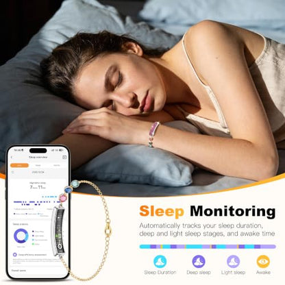 Smart Bracelet for Women – Fitness Tracker with Heart Rate, Sleep & Step Tracking, 1ATM Water Resistant, Multi-Sport Modes, Fitness Tracking Wearable with Free App, 2 Bands(Pink&Gold) - color: Normal
