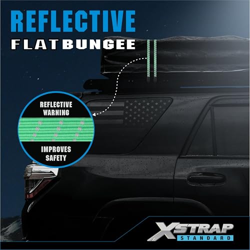 XSTRAP STANDARD 8-Pack Flat Reflective Bungee Cord with Hooks Elastic Strap - color: Reflective