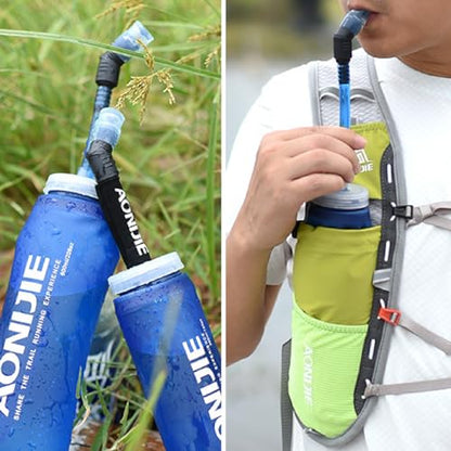 YAPJEB Soft Flask Collapsible Water Bottles, TPU Soft Water Bottle Folding Flask for Hydration Pack, BPA Free Folding Water Bottle Ideal for Cycling - color: Straw
