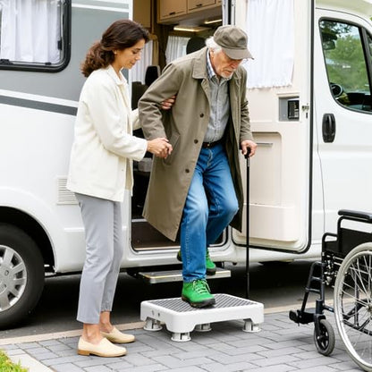 SOYO Mobility One Step Stool Platform for Adults & Elderly, White-Gray - color: White-gray