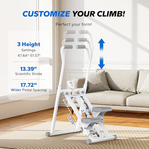 MERACH Stair Stepper with Adjustable Resistance, Foldable Stair Climber - color: White & Pink