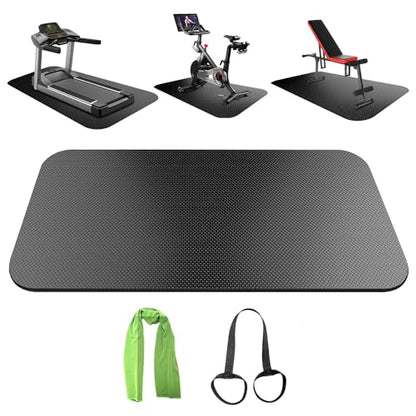 Treadmill Mat,Bike Mat Compatible with Peloton Bike Elliptical Treadmill,Folding Pad Exercise Equipment Under Exercise Trainer Pad for Stationary Indoor Spin - size: 84"L x 32"W x 0.3"Th