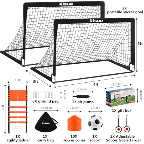 Soccer Goal, Kids Soccer Goals for Backyard Set of 2, Pop Up Soccer Net - color: Black, size: 4X3 FT