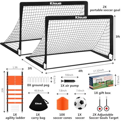 Soccer Goal, Kids Soccer Goals for Backyard Set of 2, Pop Up Soccer Net - color: Black, size: 4X3 FT