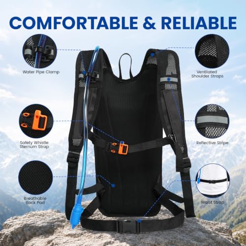 Nepest Hydration Backpack with 2L Water Bladder Water Back Pack - color: Black