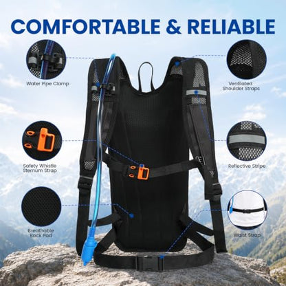 Nepest Hydration Backpack with 2L Water Bladder Water Back Pack - color: Black