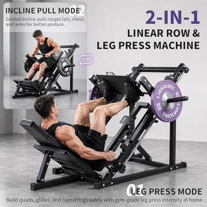 LIONSCOOL 2-in-1 Linear Row & Leg Press Machine Combo for Home Gym