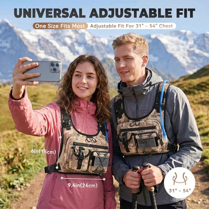 Criuage USA Patent Running Hydration Vest Backpack, Lightweight Chest Pack with 2.0L Water Bladder Bag Daypack for Hiking Running Cycling Race Marathon for Women Men - color: Cakhaki