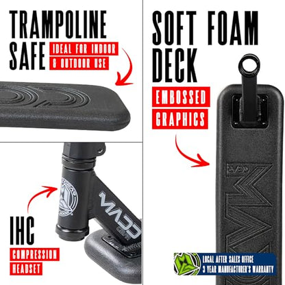 Madd Gear Bounce Trampoline Pro Scooter for Tricks – Real Headtube, Pro T-Bar, Foam Deck – Indoor & Outdoor Stunt Practice - color: White / Black