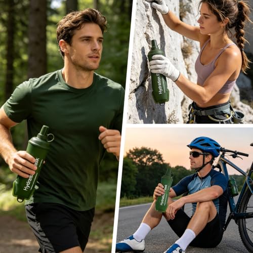 2Pcs 500ml Soft Flask, TPU Collapsible Soft Water Bottle for Hydration Pack, Running Vest, Leak-Proof Folding Water Bottle for Hiking Cycling Climbing Jogging- Green - color: 500ML Green