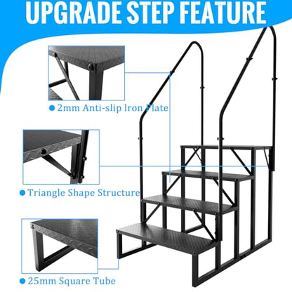 RV Stairs 4 Step Ladder with 2 Handrails - size: 4 Step-2