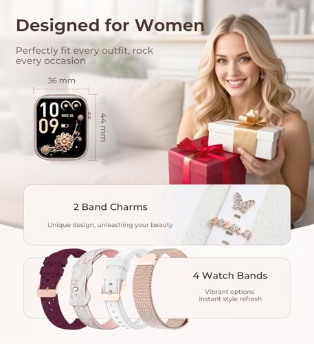 Iaret Smart Watch for Women, 1.83" HD Fitness Tracker with 4 Bands, Answer/Make Calls, Heart Rate/Sleep/SpO2/Step Tracking, 100+ Sport Modes, Android/iPhone Compatible Gift (White) - color: White