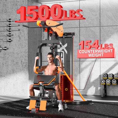 XGSW Multi-Function Home Gym Workout Station, Featuring a Pulley System, arm Trainer, and Leg Trainer for Full-Body Workouts. - size: L03-1 【154LBS】Fitness Station