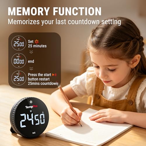 TempPro Magnetic Kitchen Timers for Cooking, Digital Timer for Kids Teacher