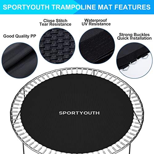 SPORTYOUTH Trampoline Replacement Mat Fits 12ft/14ft/15ft Round Trampoline - size: 12ft | 72Rings | Fits 5.5" Springs