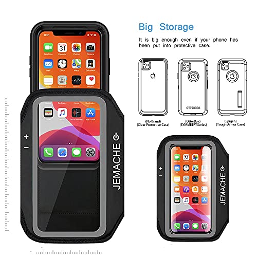 iPhone 17 16 Pro Armband, JEMACHE Gym Workouts Running Arm Band for iPhone 17/16/15/14/13/12 Pro (Black) - color: Black