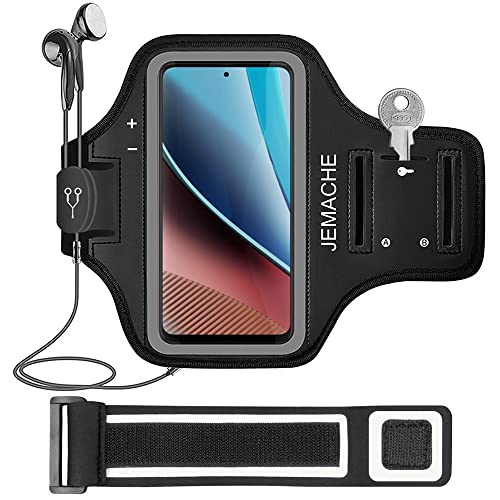 Moto G Stylus/Pure/Power Armband, JEMACHE Gym Workouts Running Arm Band for Motorola Moto G Stylus/Pure/Power/Play (5G) 2023 2022 2021 (Black) - color: Black