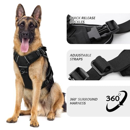 WINGOIN Black Tactical Dog Harness for Small Dogs,No Pull Dog Harness - color: Black, size: Small: 15-30 lbs (Chest:20-26",Neck:15-18")