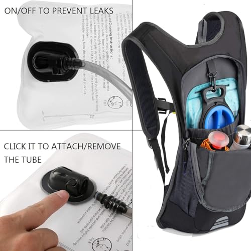 Hydration Bladder 2L-3L with Cleaning Brush - Wide Opening, Leak Proof Water Reservoir for Hiking Cycling Running Camping Backpack - BPA Free - size: 2L-Blue