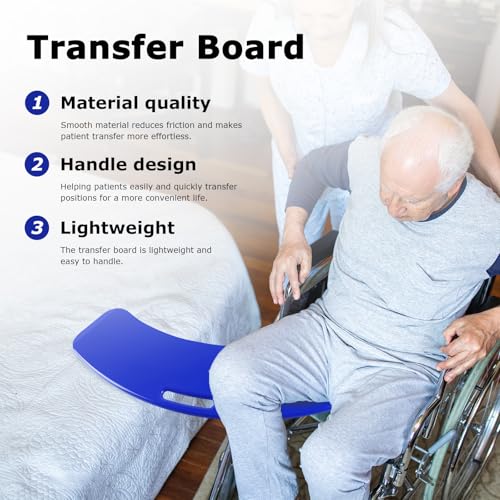YHK Sliding Transfer Boards, Sliding Boards Transfer to Wheelchairs, Seniors from Bed to Chair, Car, Slide Assist Device, Sliding Boards Hold up to 440 lbs, with Slide Sheet 16"x24" (Blue) - size: Slide Transfer Board 31.5" with 16*24 Slide Sheet