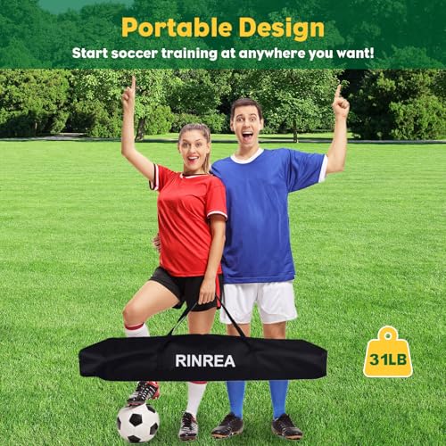 RINREA Portable Soccer Goal, Soccer Nets for Backyard with Agility Ladder - color: 14×7ft Yellow