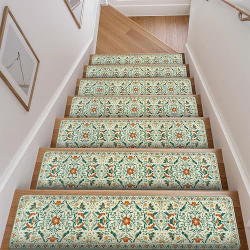 OJIA Non-Slip Stair Treads Stair Runner for Wooden Steps Indoor 15PC 30"x8" - color: Beige-bird, size: 15PCS