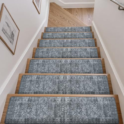 OJIA Stair Treads Non-Slip Stair Runner for Wooden Steps 15PC 30"x8" - color: Dark Gray, size: 30" x 8"