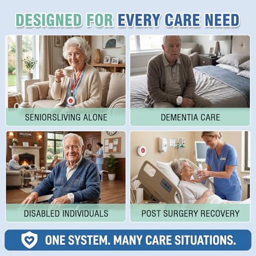 Daytech Wireless Wrist Pager Caregiver Call Button in Home System Watch Alarm Nurse Personal Help Alert for Patients Elderly 1 Watch Call Button 2 plugin Receiver - size: 1 watch+2 receivers