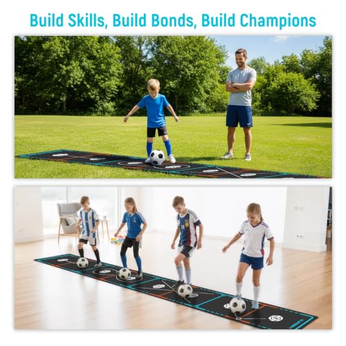 Soccer Training Mat, Non-Slip Footwork Practice for 1-4 Players