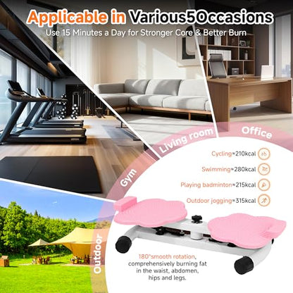Waist Twisting Machine, Ab Twister Board, Waist Twister, Waist Twisting Fitness Tool, Waist Twister for Women Belly Fat - Ultra-Quiet 20dB Home Fitness Board with Foot Massage - color: Pink