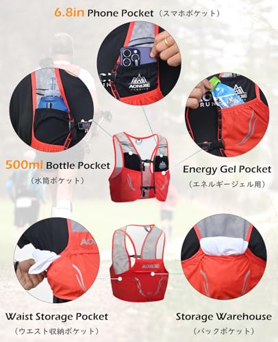 TRIWONDER Hydration Vest 2.5L Ultra Trail Running Backpack Hydration Pack Marathon Vest Lightweight Outdoor Hiking Cycling Daypack - color: 01【2.5L】Light Blue - with 2 Soft Water Bottles, size: M/L - 90-102 cm