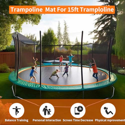 Trampoline Mat Replacement-Fits 15ft Trampline Frame with 96/108 Rings for Choose,Fits 5.3"-8.5" Springs, Mat Diameter 13.05ft-13.56ft,（Spring and Frame not Included） - style: 96 Rings & (160.4" | 13.36ft) Dia-Fits 6.5" Springs