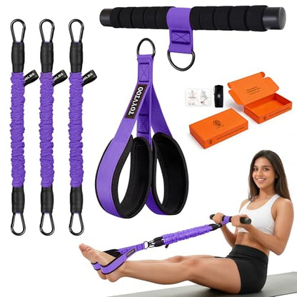 3-Tube Pedal Resistance Band w/Handles, 30/40LBS Sit Workout Gear - color: purple, size: 40lbs