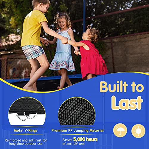 GYMAX Trampoline Mat, 8FT/10FT/12FT/14FT/15FT/16FT Trampoline Accessories Replacement Mat with 42/54/72/80/96/108 V-Rings & 8 Row Stitch, Using 5"-7" Springs, Anti-UV Wear-Resistant Jumping Mat - size: 16FT