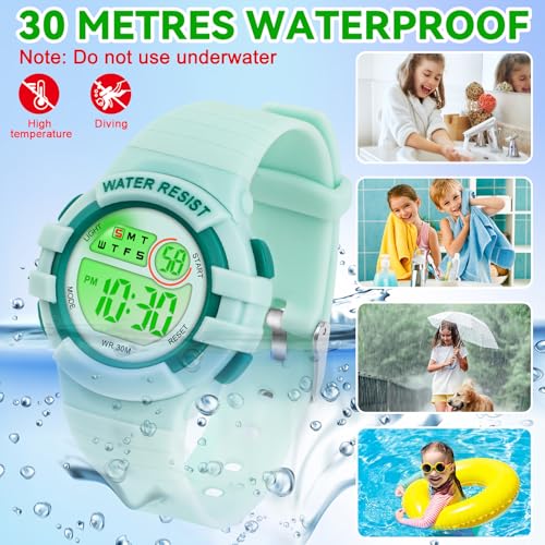 DTKID Digital Kids Watch 30 M Waterproof for Girls Boys 5-16 - color: -Dark Green