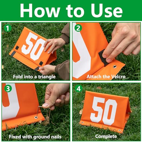 Set of 11 Standing Football Yard Marker-High Visibility Football Field Sign
