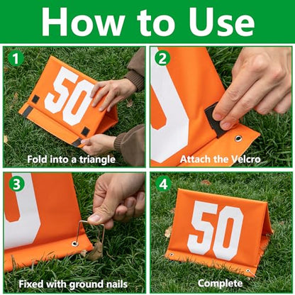 Set of 11 Standing Football Yard Marker-High Visibility Football Field Sign