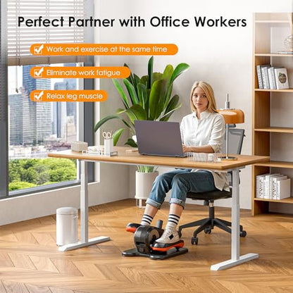 SogesPower Under Desk Elliptical Exercise Machine, Ellipse Leg Exerciser for Seniors with 12 Adjustable Speeds, Electric Seated Pedal Exerciser for Home with Remote Control - style: Black&Orange