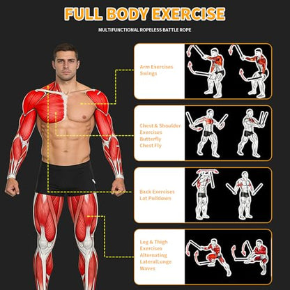 Ropeless Battle Ropes 4.0, Heavy Duty Portable Steel Core