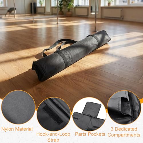 Dansydaisy Pole Dance Carry Bag for Flying & Home Poles, Padded Storage for 2-3 Pole Sections, Waterproof Nylon Transport Bag with Compartments & Shoulder Strap, 46.46 x 23.62 Inches