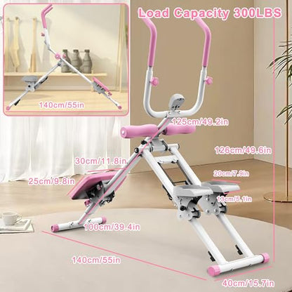 KINMAC 2 in 1 Stair Stepper & Ab Workout Machine - color: White Pink