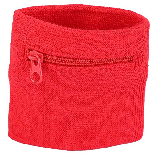 Wristband Ankle Wallet, Unisex Wristband Keys Storage Zipper Pocket Sport Wrist Wallet Gym Running Basketball - color: red