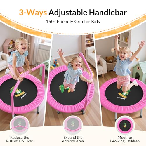 BCAN SP1 36'' Kids Toddler Trampoline Indoor, Foam Handle | FED Fitness - color: Pink