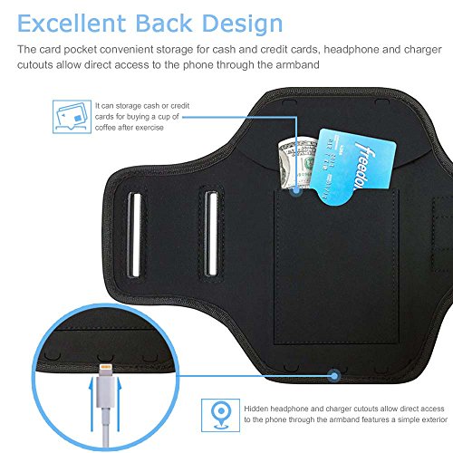 iPhone 17 16 Pro Armband, JEMACHE Gym Workouts Running Arm Band for iPhone 17/16/15/14/13/12 Pro (Black) - color: Black