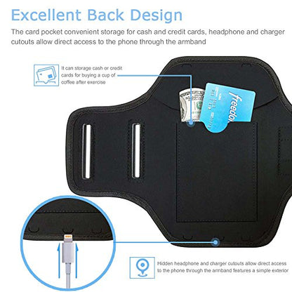 iPhone 17 16 Pro Armband, JEMACHE Gym Workouts Running Arm Band for iPhone 17/16/15/14/13/12 Pro (Black) - color: Black