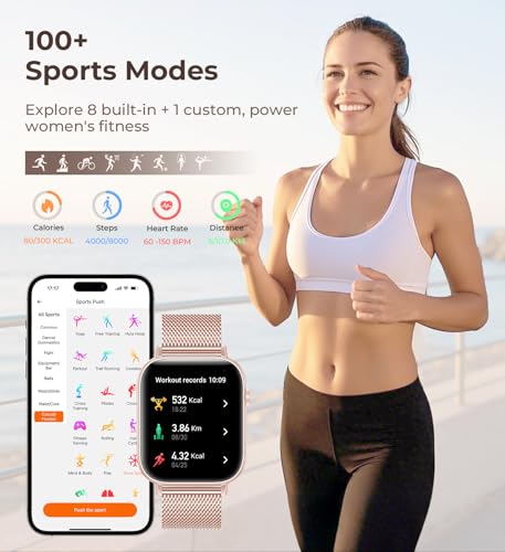 Iaret Smart Watch for Women, 1.83" HD Fitness Tracker with 4 Bands, Answer/Make Calls, Heart Rate/Sleep/SpO2/Step Tracking, 100+ Sport Modes, Android/iPhone Compatible Gift (White) - color: White
